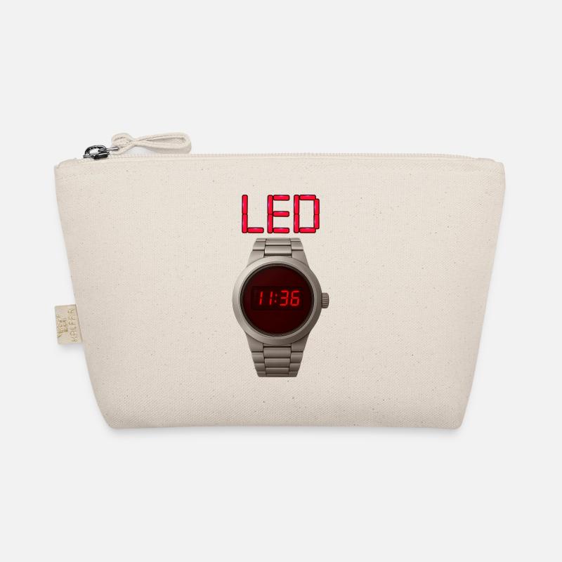 Stainless Steel LED Clock with Red Display Organic Pouch