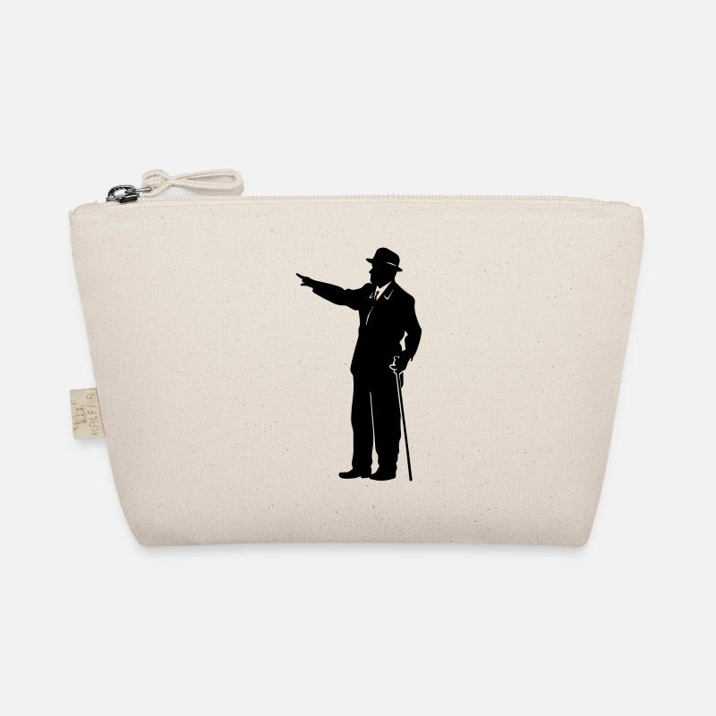 Gentleman Silhouette with Cane - Organic Pouch - nature