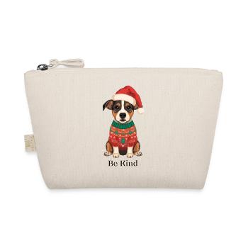Be Kind – Dog in Christmas Sweater - Bio-Täschchen - Natur - Vorne