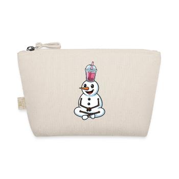 Schneemann mit Bubble Tea - Bio-Täschchen - Natur - Vorne