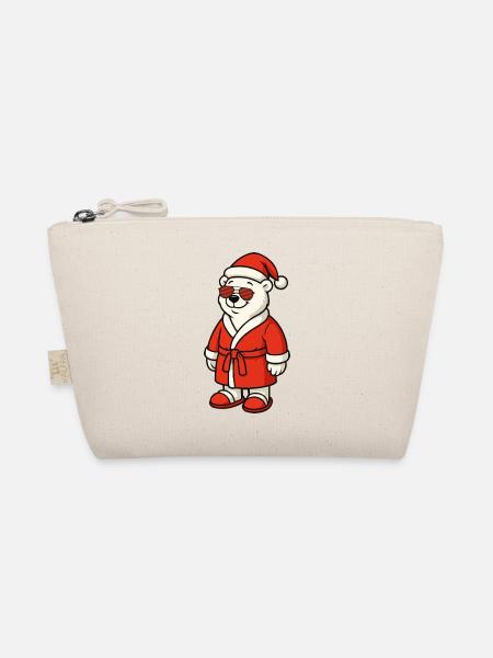 Winter Bear in Santa Outfit - Organic Pouch - nature - Front