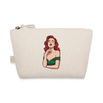 Pin-up-Glamour: Rote Haare und grünes Top - Bio-Täschchen - Natur - Vorne