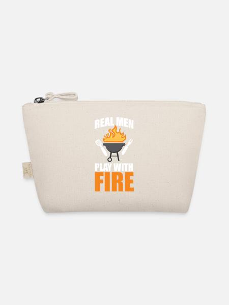 Real Men Play With Fire BBQ Grill Design - Bio-Täschchen - Natur - Vorne