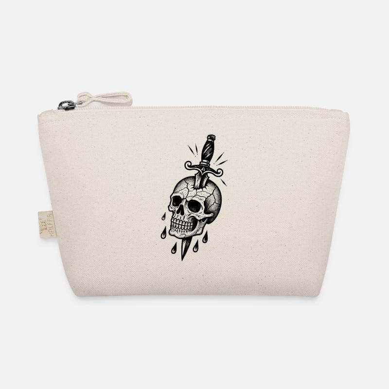 Cracked skull with a dagger Organic Pouch