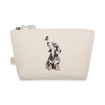 Dackel mit Schmetterling Motiv Dog Lover - Bio-Täschchen - Natur - Vorne