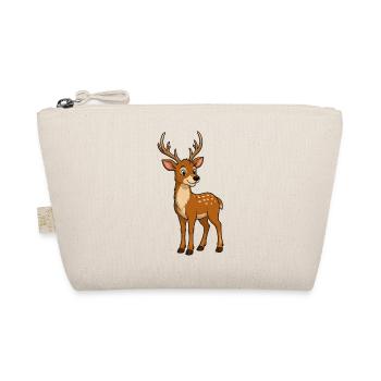 Cute Deer with Antlers Cartoon - Organic Pouch - nature - Front
