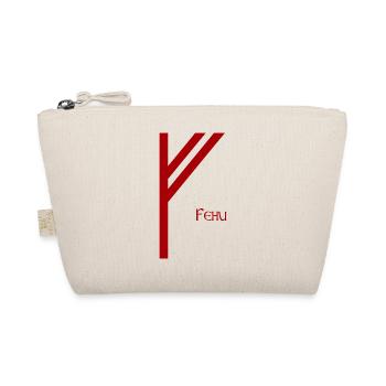 Fehu rune named Red – Viking Futhark Norse - Organic Pouch - nature - Front
