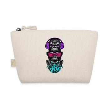 Three monkeys hear nothing see say neon - Organic Pouch - nature - Front
