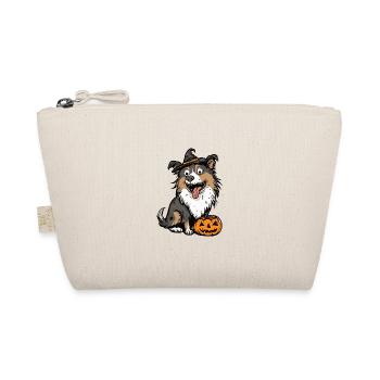 Border Collie Hund Halloween Comic Lustig - Bio-Täschchen - Natur - Vorne