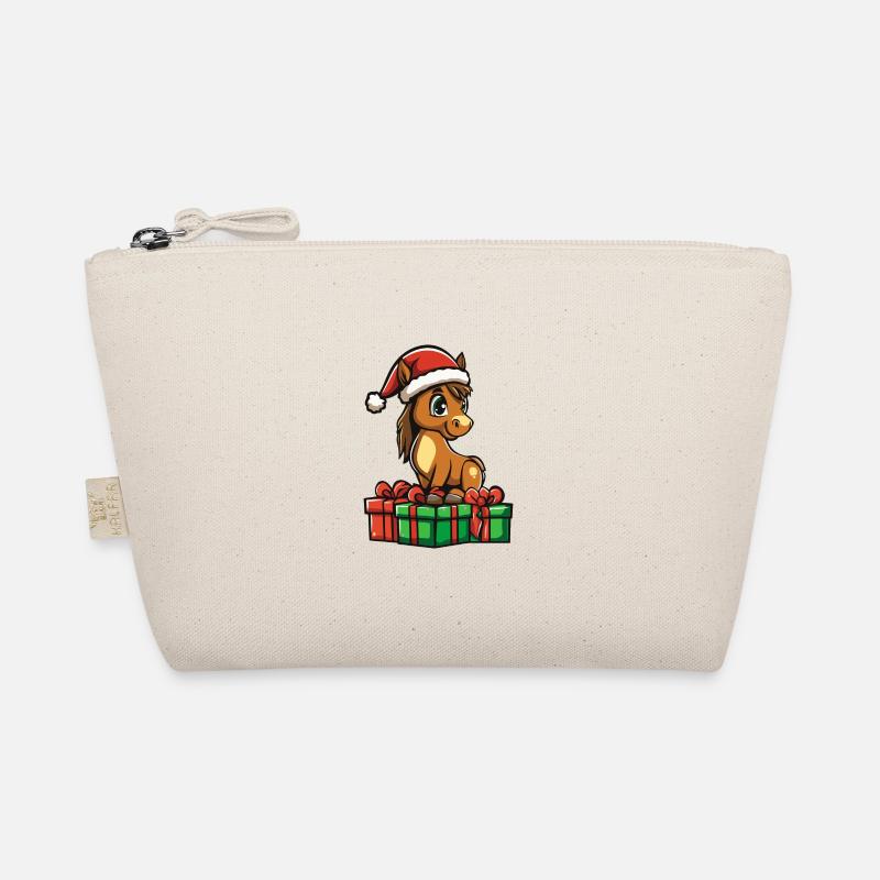 Pferd Weihnachten Geschenke - Bio-Täschchen - Natur
