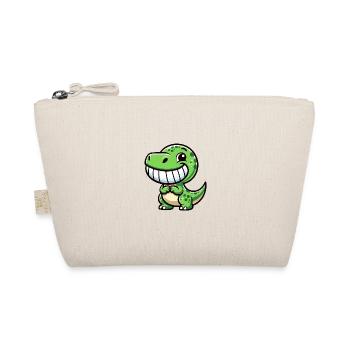 Cute dino T-rex shy cartoon teeth grinning - Organic Pouch - nature - Front