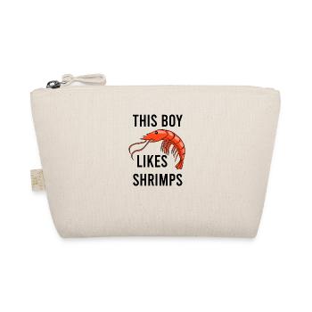 Boy Likes Shrimps and Prawns Seafood Funny Saying - Organic Pouch - nature - Front