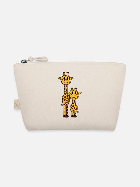 2 Giraffes Mom Daddy Family Young Child Animals - Organic Pouch - nature - Front