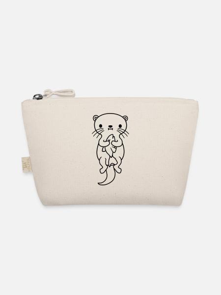 hungry otter eats fish hunger - Organic Pouch - nature - Front