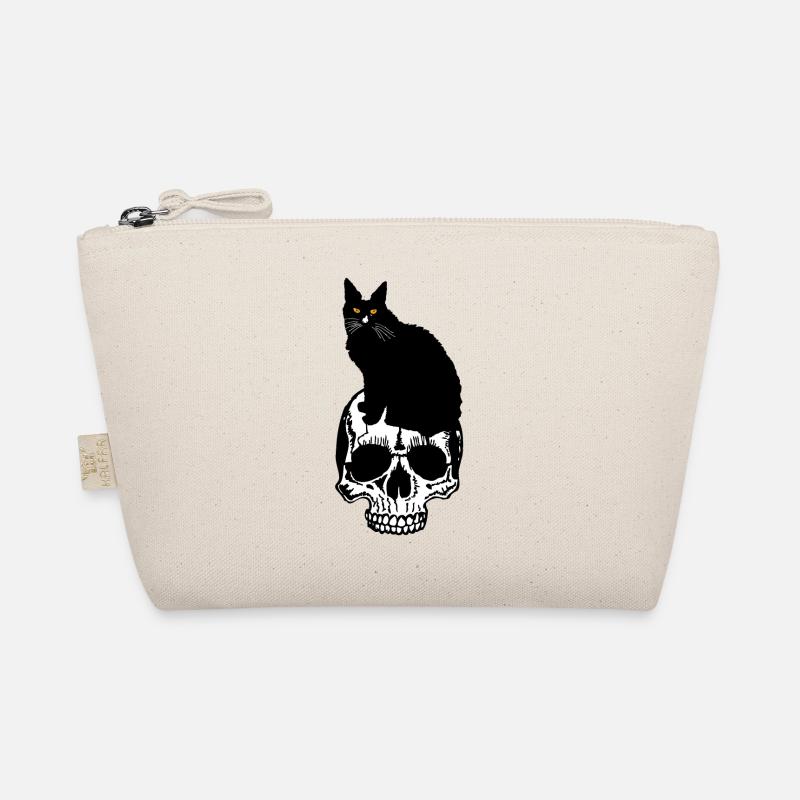 chat noir tete de mort crane halloween Trousse biologique