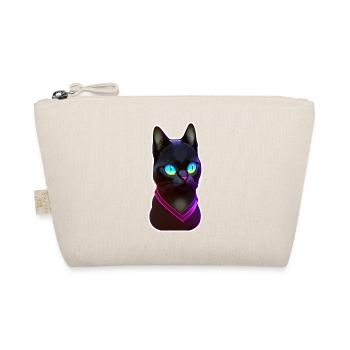 Schwarze Katze unter Neonlichteffekt - Bio-Täschchen - Natur - Vorne