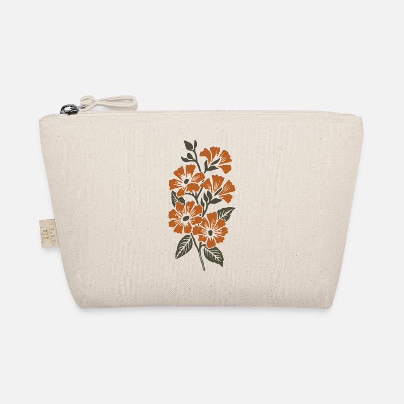 Retro Surf Sixties Orange Flowers Organic Pouch
