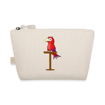 Cartoon drawing; A red parrot on a stick - Organic Pouch - nature - Front
