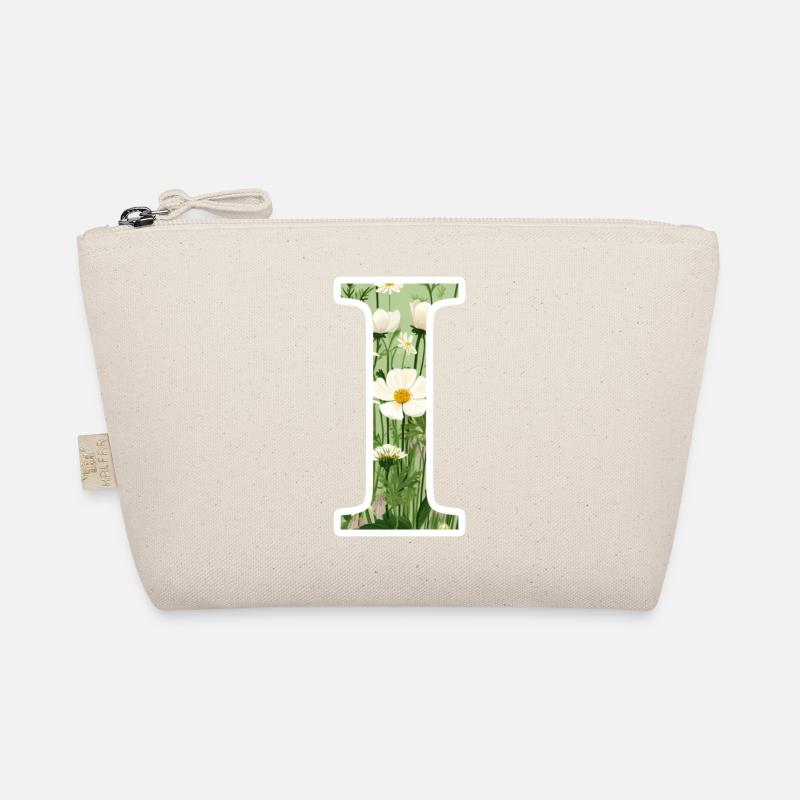 Buchstabe I, Monogramm, Blumenmuster Bio-Täschchen