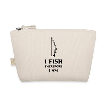 Sleek Minimalist "I Fish Therefore I Am" - Organic Pouch - nature - Front