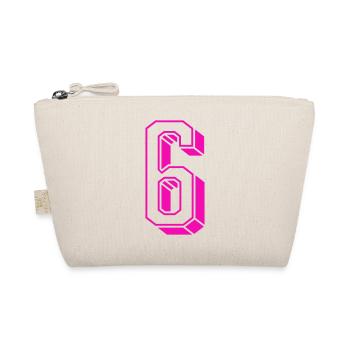 Zahl Sechs - Nummer 6 pink Mädchen Trikotnummer - Bio-Täschchen - Natur - Vorne