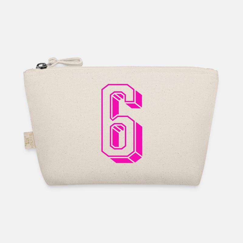 Zahl Sechs - Nummer 6 pink Mädchen Trikotnummer Bio-Täschchen