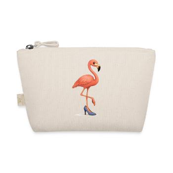 Lustiger Flamingo im Stöckelschuh - Bio-Täschchen - Natur - Vorne
