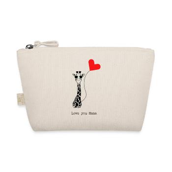 Cool Giraffe with Heart Balloon - Gift Idea - Organic Pouch - nature - Front