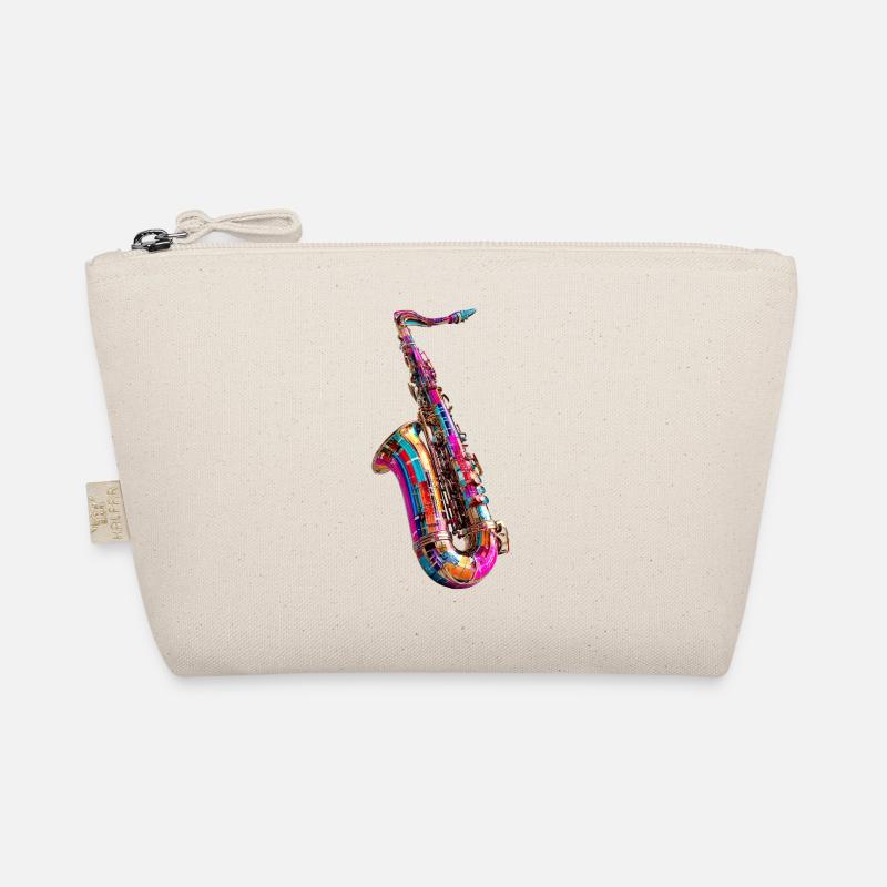 Kunterbuntes Saxophondesign - Bio-Täschchen - Natur