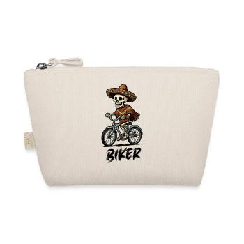 Skeleton Cyclist Sombrero - Organic Pouch - nature - Front
