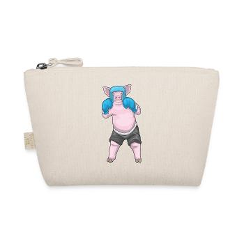 Schwein Boxer Boxhandschuhe Boxen - Bio-Täschchen - Natur - Vorne
