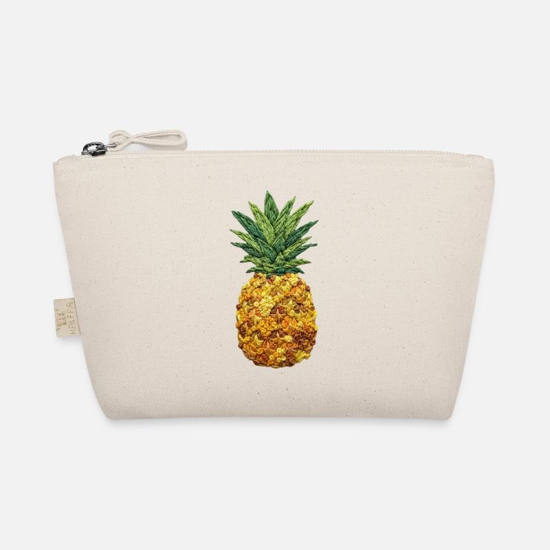 Embroidered pineapple – tropical fruit design for shi Organic Pouch