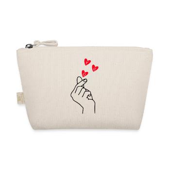 Finger Heart Love Minimal Line Art Design - Bio-Täschchen - Natur - Vorne