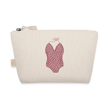 Polka Pink Badeanzug V-Ausschnitt - Bio-Täschchen - Natur - Vorne