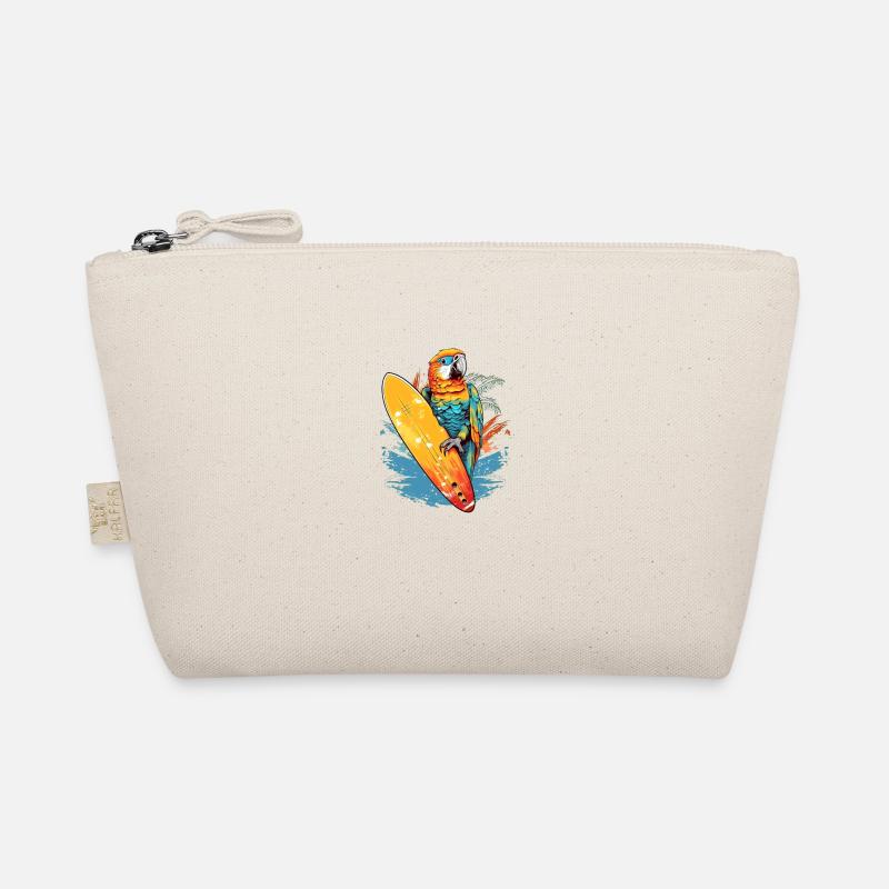 Cool surfing parrot with surfboard Organic Pouch