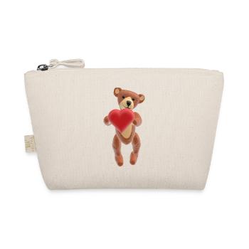 Valentine-Teddy mit Herz (3D-Optik) - Bio-Täschchen - Natur - Vorne