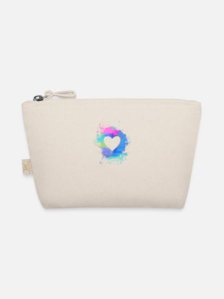 herz, bunt,pastell,malerei,aquarell,rosa,blau - Bio-Täschchen - Natur - Vorne