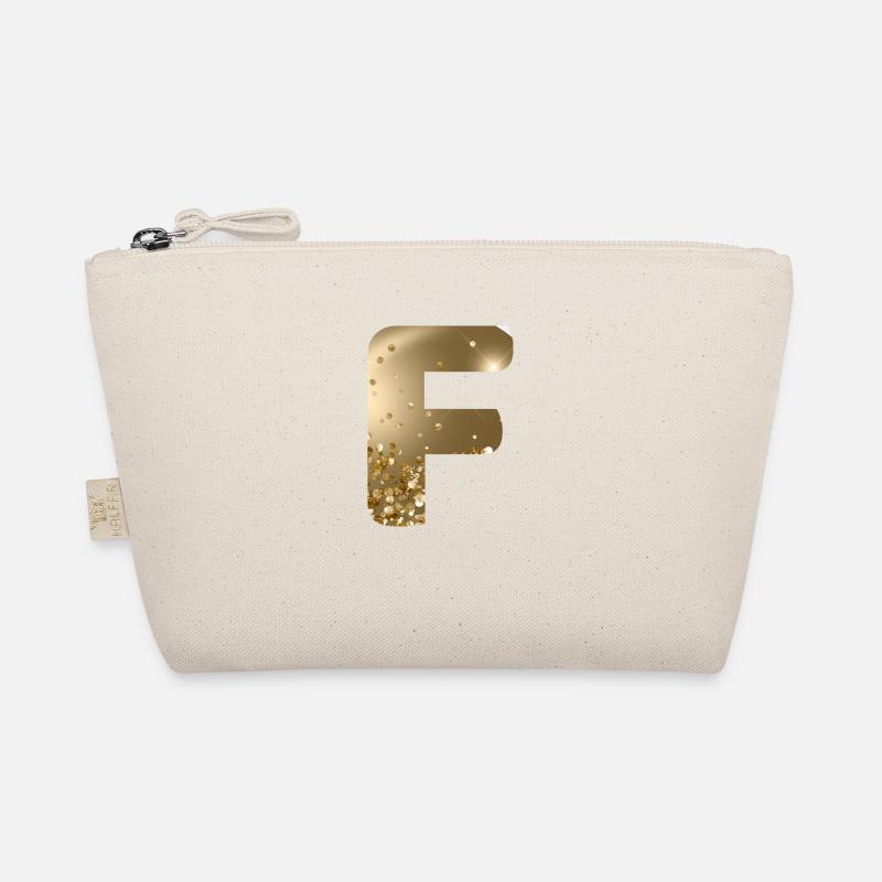 Customizable Monogram F Gold Glitter Organic Pouch