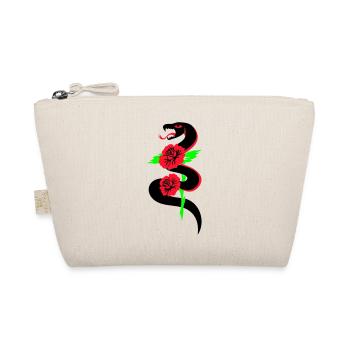 Retro Tattoo Schlange mit Rosen - Bio-Täschchen - Natur - Vorne