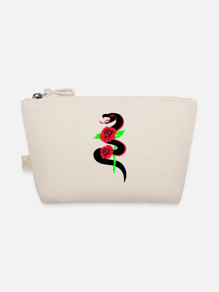rétro tatouage serpent et des roses - Trousse biologique - nature - Devant