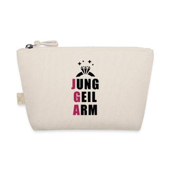 jung, geil arm - JGA T-Shirt - JGA Shirt - Party - Bio-Täschchen - Natur - Vorne