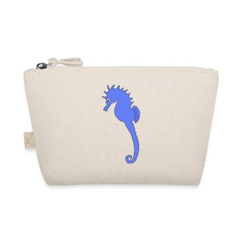 Playful Blue Seahorse Art Print - Organic Pouch - nature - Front
