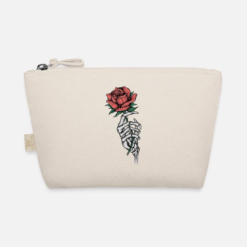 Bone hand with rose Organic Pouch