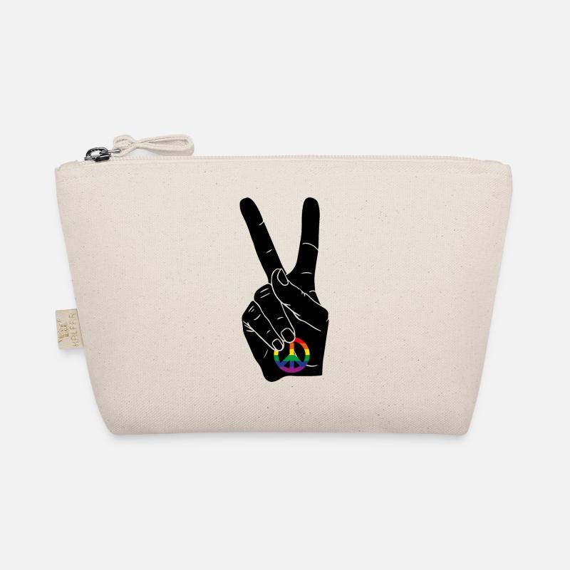 PEACE PEACEZEICHEN REGENBOGENFAHNE CSD - Bio-Täschchen - Natur