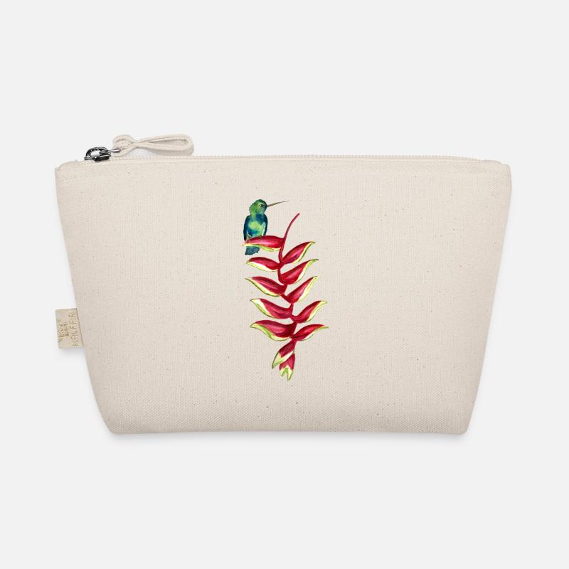 Aquarell-Klein-COLIBRI auf HELICONIA - Bio-Täschchen - Natur