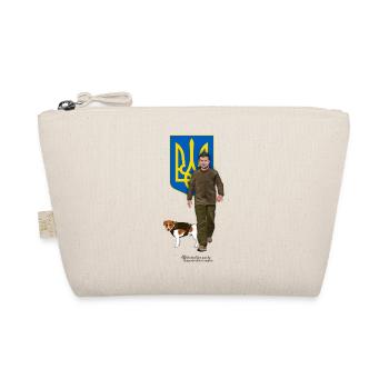 Ukraine Trysub Dog Patron and President Zelensky - Organic Pouch - nature - Front