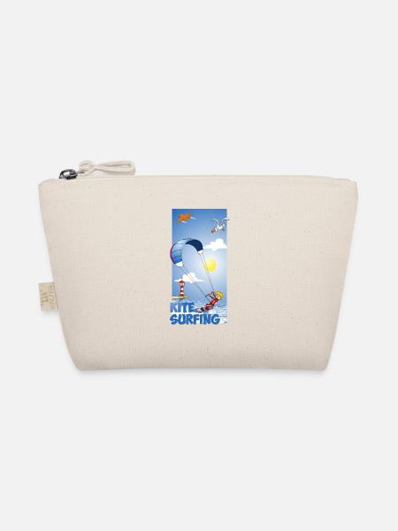Colorful illustration of a kitesurfer - Organic Pouch - nature - Front