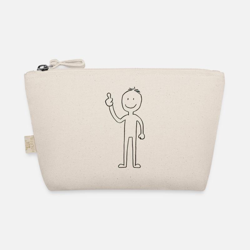 Stick figure with thumbs up - Organic Pouch - nature