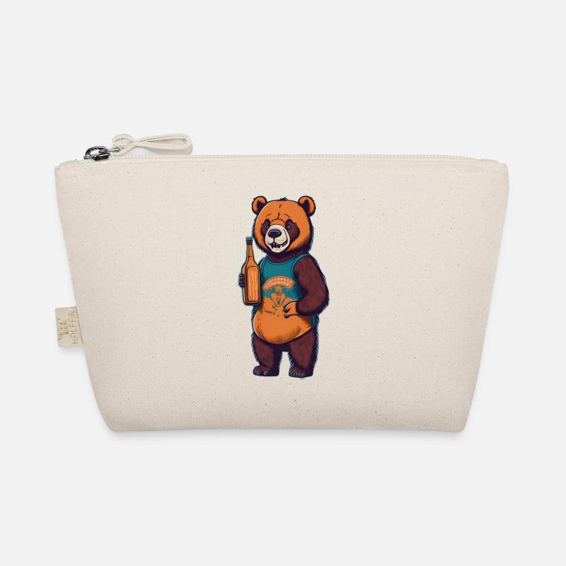 Bear with beer bottle boozing drinking beer Organic Pouch