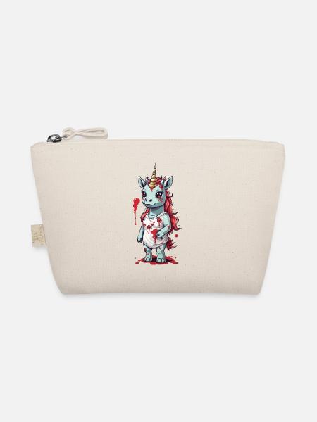 Zombie Einhorn Halloween Highlight Grusel Design - Bio-Täschchen - Natur - Vorne